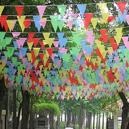 TSMD 750 Ft Multicolor Pennant Banners String Flag Banner, 600Pcs Nylon Fabric Pennant Flags for Grand Opening,Party Festivals Decorations