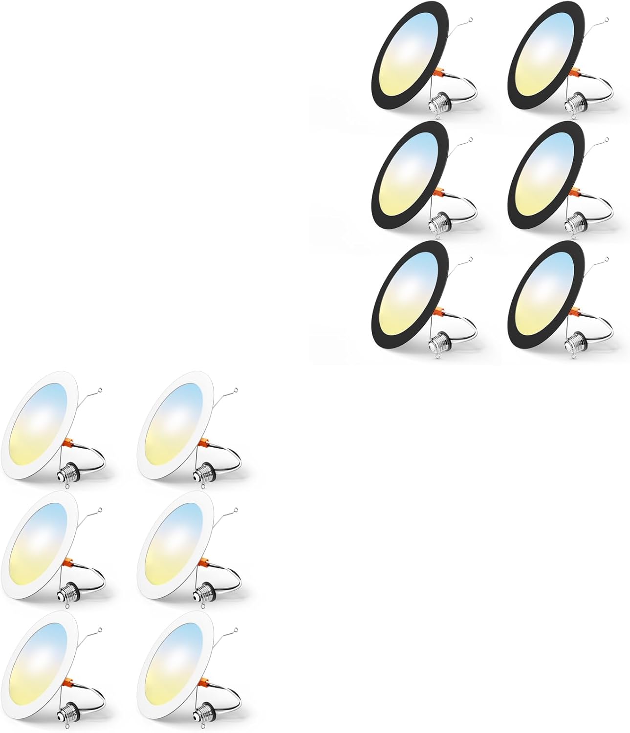 FREELICHT 12 Pack White&Black Retrofit LED Recessed Lighting 6 Inch, Selectable 2700K/3000K/4000K/5000K/6000K, Dimmable Flat LED Can Lights, 10W=110W, 1000LM, IC & Damp Rated, ETL & FCC