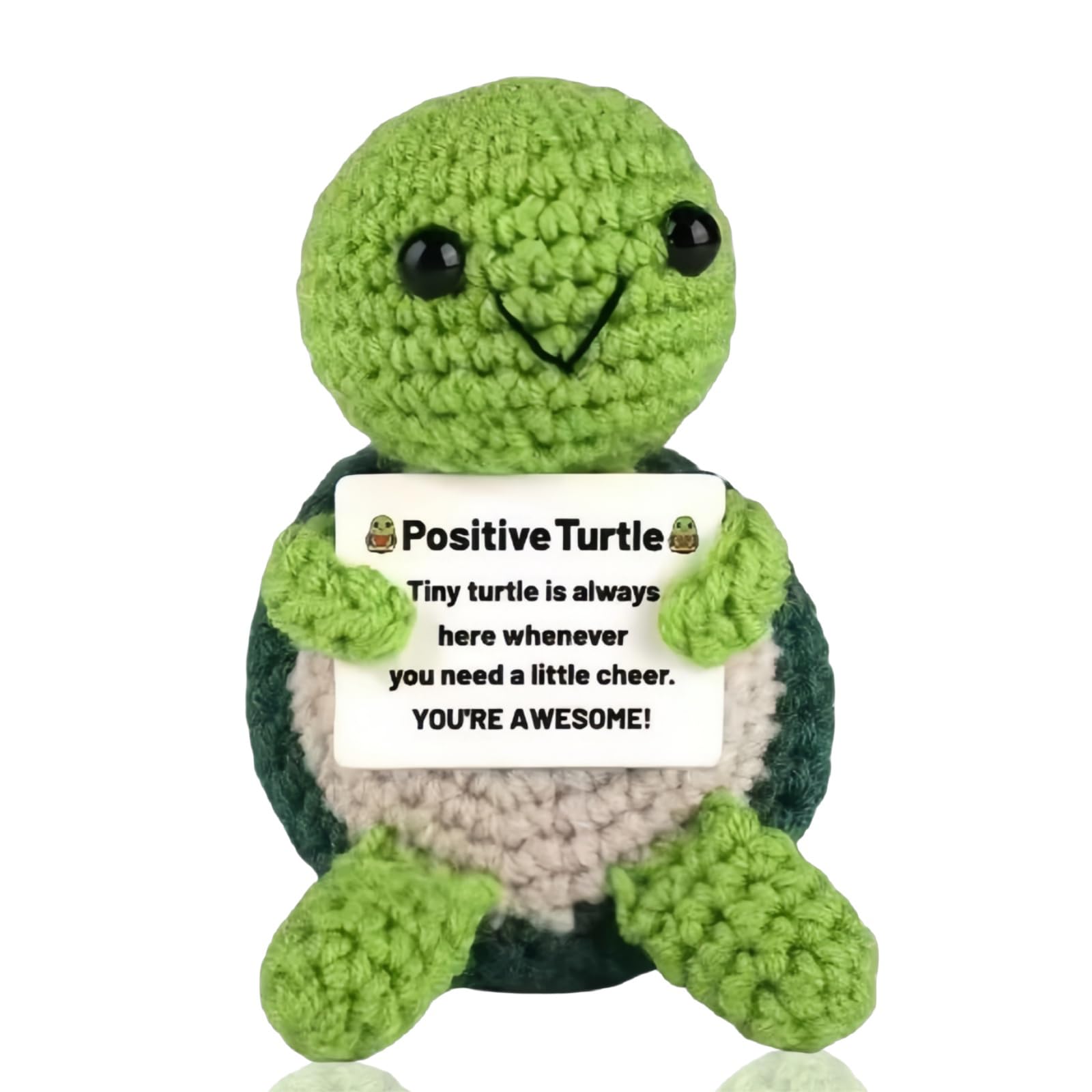 Positive Turtle,Emotional Support Turtle Gift,Mini Knitted Turtle Tiny,Positive Emotional Support,Positive Cro/chet Animals,Emotional Support Gift,Turtle Gifts Women,To/ys with Positive Card Knitted