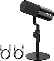 Vista 12 de TONOR Micrófono dinámico para podcast, micrófono XLR/USB para podcasting, grabación, transmisión, micrófono de estudio cardioide XLR con silencio