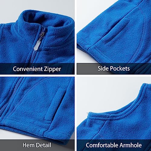 LittleSpring Little Boy Fleece Vest Jacket Full-Zip Warm Solid Blue Size 63