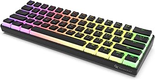 GK GAMAKAY MK61 Wired Mechanical Keyboard Gateron Optical Switch Pudding Keycaps Waterproof RGB 61 Keys Programmable Hot Swappable Gaming Keyboard New Version (New- Brown Switch, Black)
