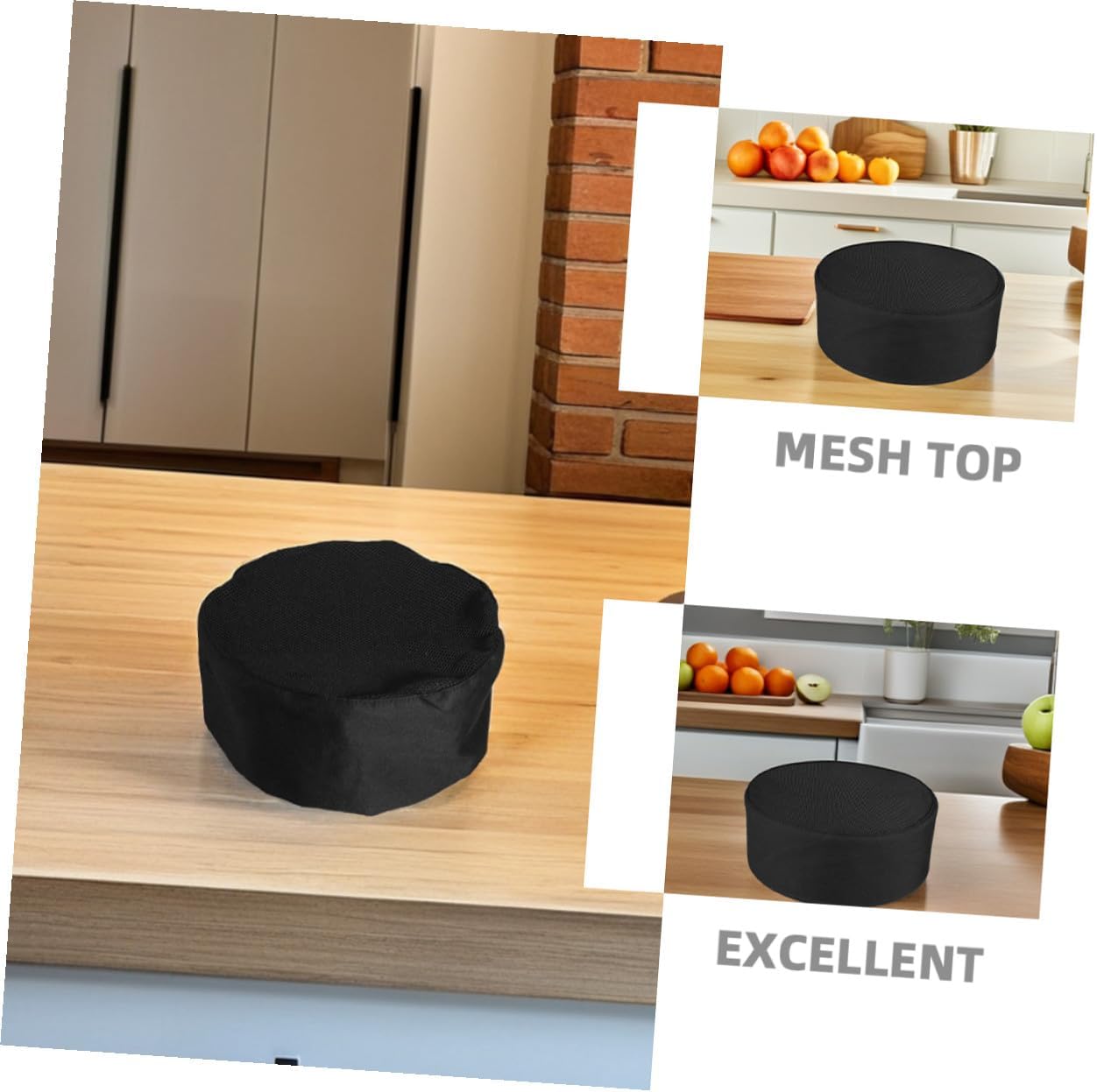 HOMSFOU 6pcs Black Mesh Chef Hats Adjustable Cooking Caps for Restaurant Kitchen Food Service, Unisex Adult Baker and Waitstaff Uniform Headwear