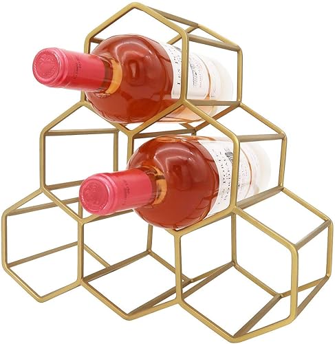 Godinger Estante de vino, soporte de almacenamiento de 6 botellas de vino, soporte de encimera de metal para botellas de vino