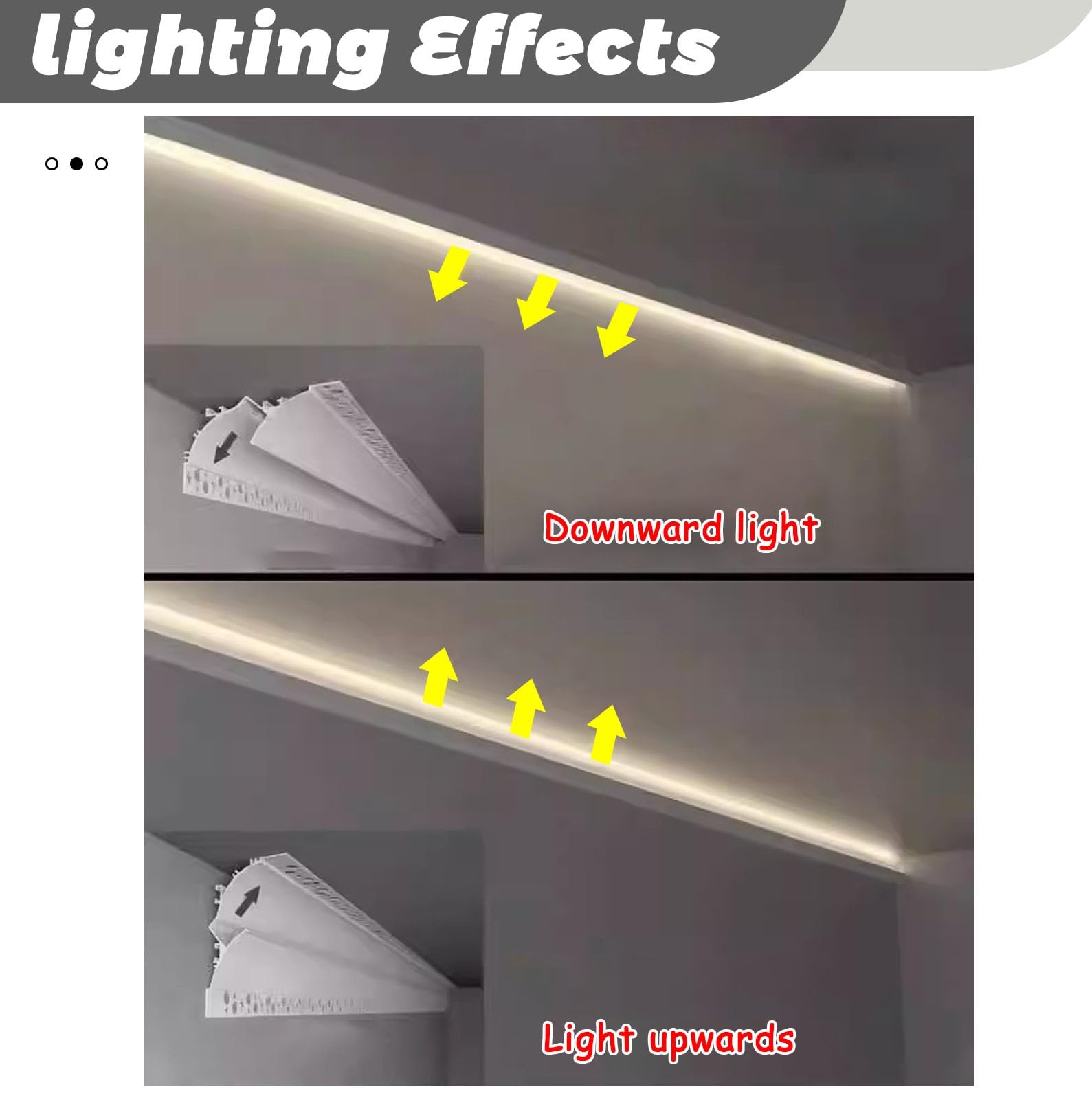 Canaleta de iluminación LED para tiras de 15 mm, embellecedor de aluminio para iluminación indirecta, perfil para empotrar en yeso, 1,7 m (5,5 pies) - Realce la decoración de su hogar con una iluminac