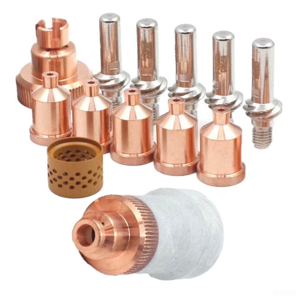 14-teiliges Plasma-Verbrauchsmaterial-Set für Tomahawk 1538 und LC105 Taschenlampe mit Elektroden-Düsen, Wirbelring-Schild-Becher für Metallschneiden
