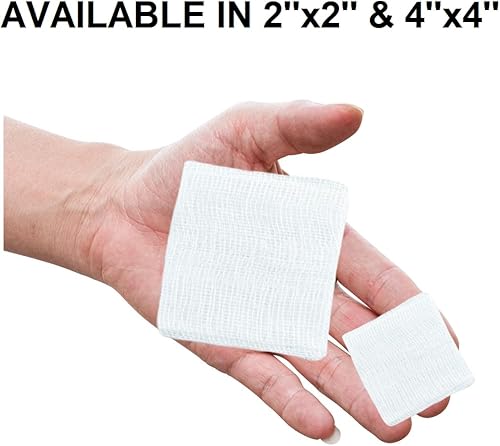 Miniatura 6 de Almohadillas de gasa estériles de 4 x 4 pulgadas, 12 capas, 100 % algodón, altamente absorbentes, 100 % algodón, 4 x 4 pulgadas, para el cuidado de