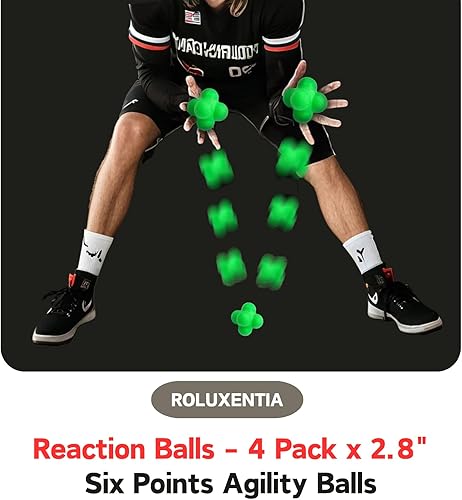 Miniatura 2 de Paquete de 4 bolas de reacción, 2.8 pulgadas, equipo de entrenamiento de reflejo de balonmano de béisbol, coordinación ojo-mano, entrenador de