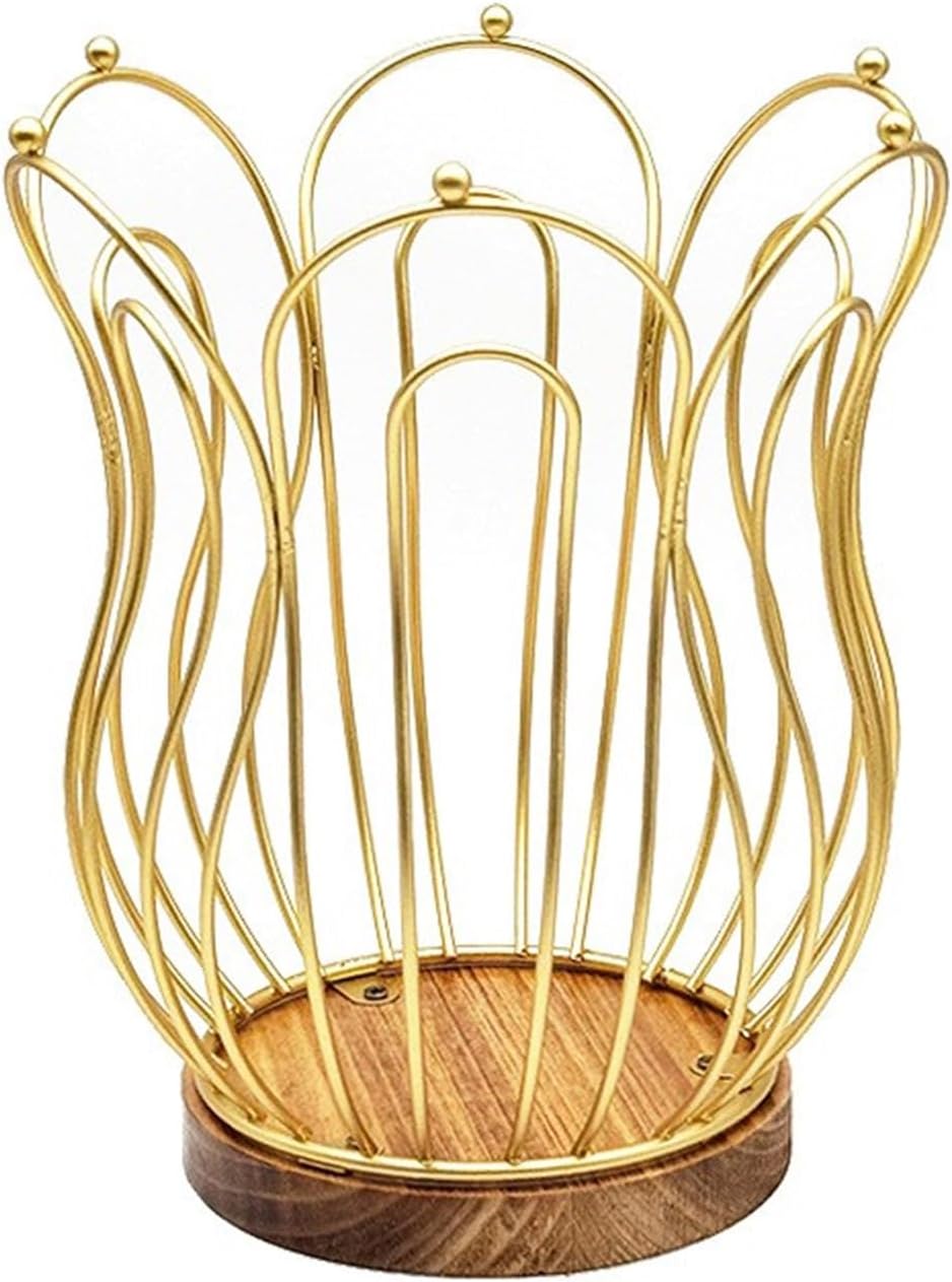 Elegant Wire Coffee Stand with Wood Bottom Personalized Mug Designed Pods Holder for Countertop Display Accessory