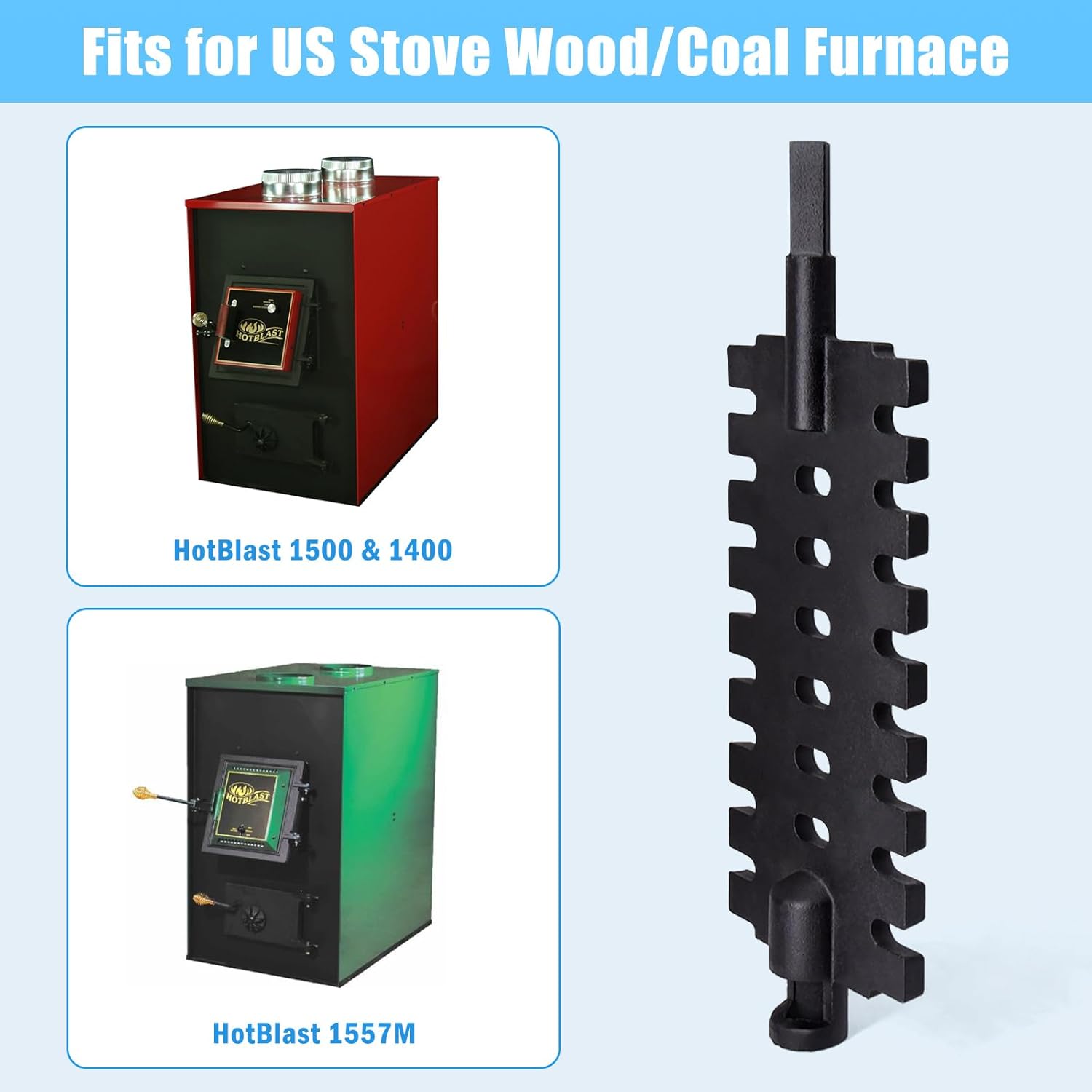Adviace 40257 Shaker Grate for US Stove & USSC Hot Blast 1500, 1557M, Ashley 22AF and Vogelzang Norseman 1500, 2500 Wood Coal Furnaces.