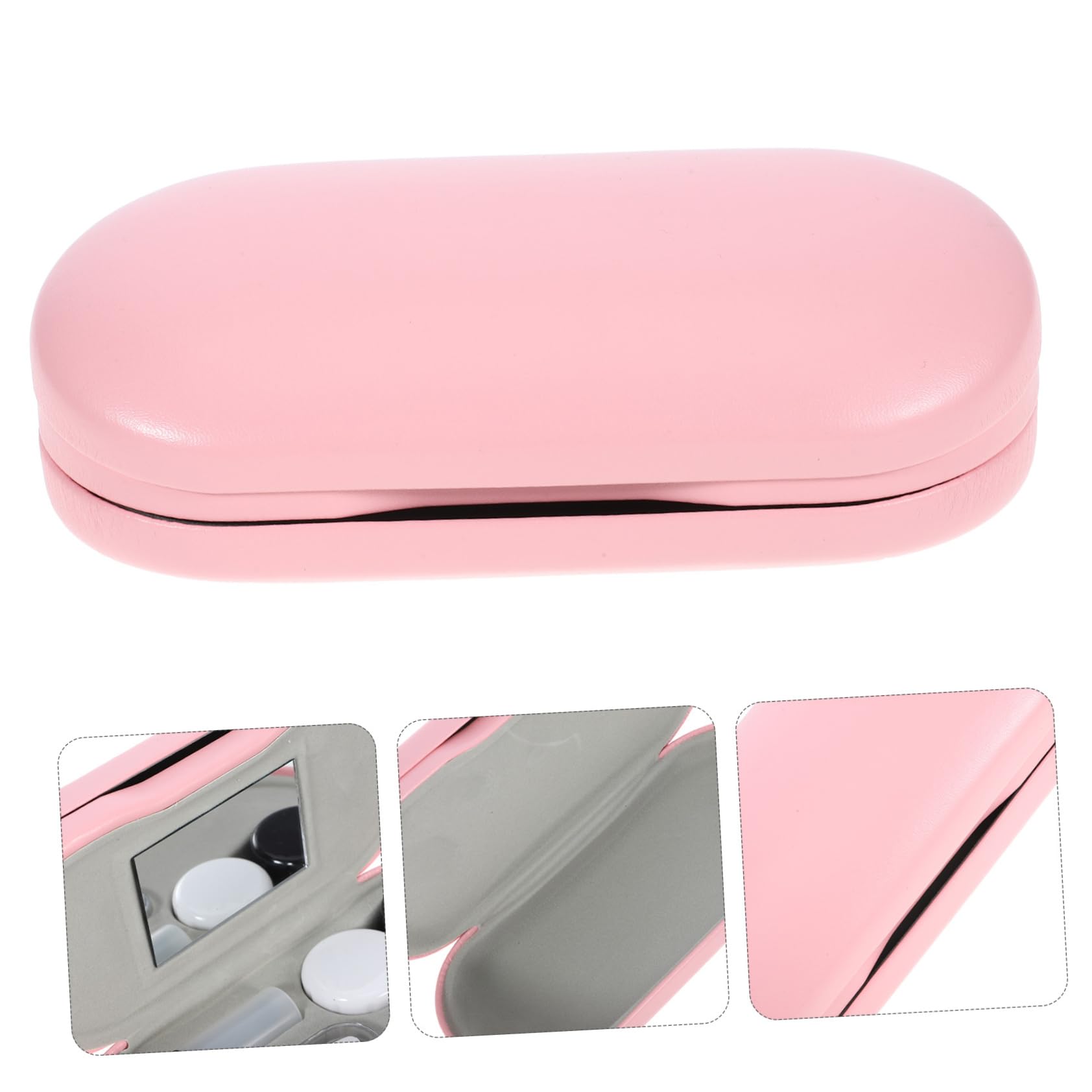 Mikinona Praktische Brillenbox aus Langlebigem PU Material mit Spiegel Tragbares Outdoor für Kontaktlinsen und Brillen Multifunktionaler Organizer für Unterwegs für Sonnenbrillenträger und