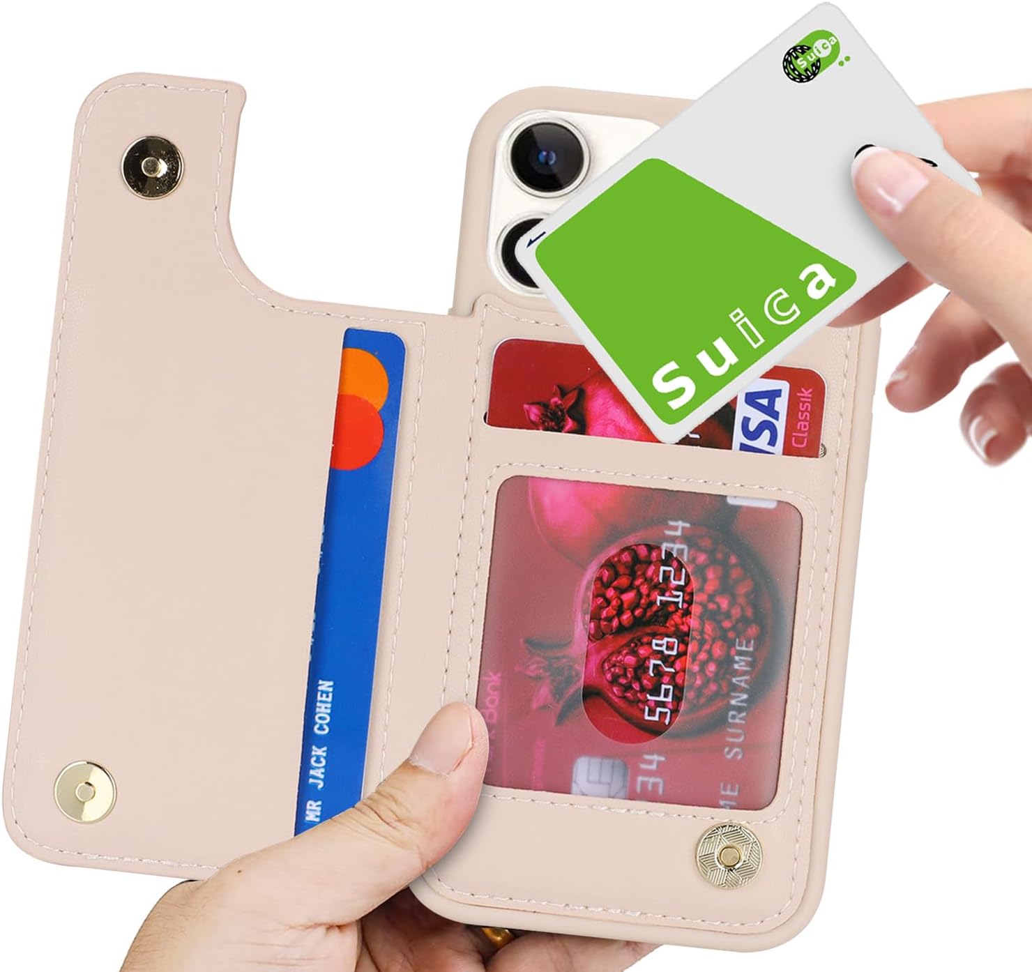 iCoverCase Compatible with iPhone 12 Mini Case with Card Holder, Wallet Phone Case for Women Men RFID Blocking PU Leather Protective Case 5.4 Inch (Beige) - Image 9