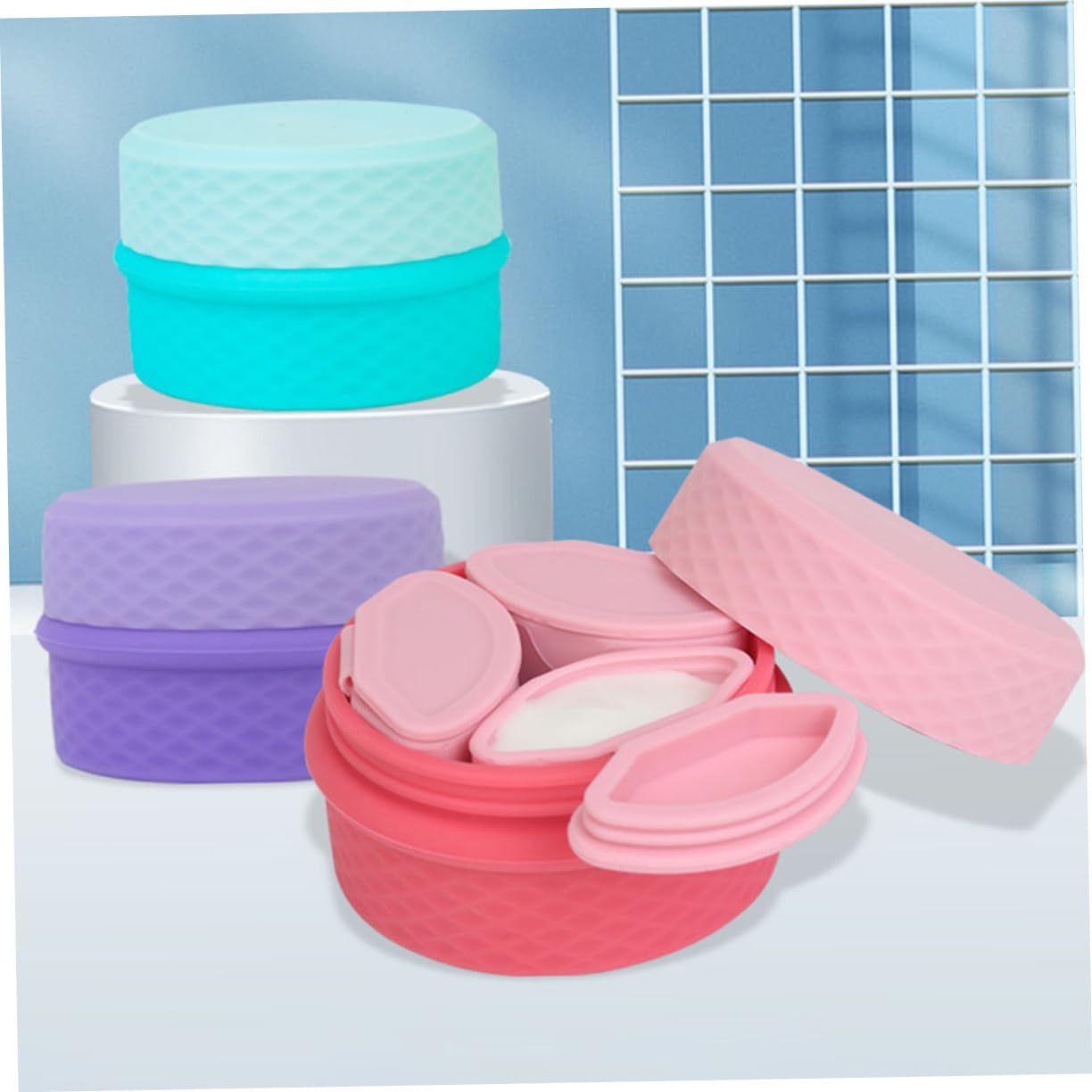 MAGICLULU 4 Set Di Contenitori Per Cosmetici Da Viaggio Flaconi in Silicone Per Articoli Da Toeletta Barattoli Da Viaggio Riutilizzabili Per Creme