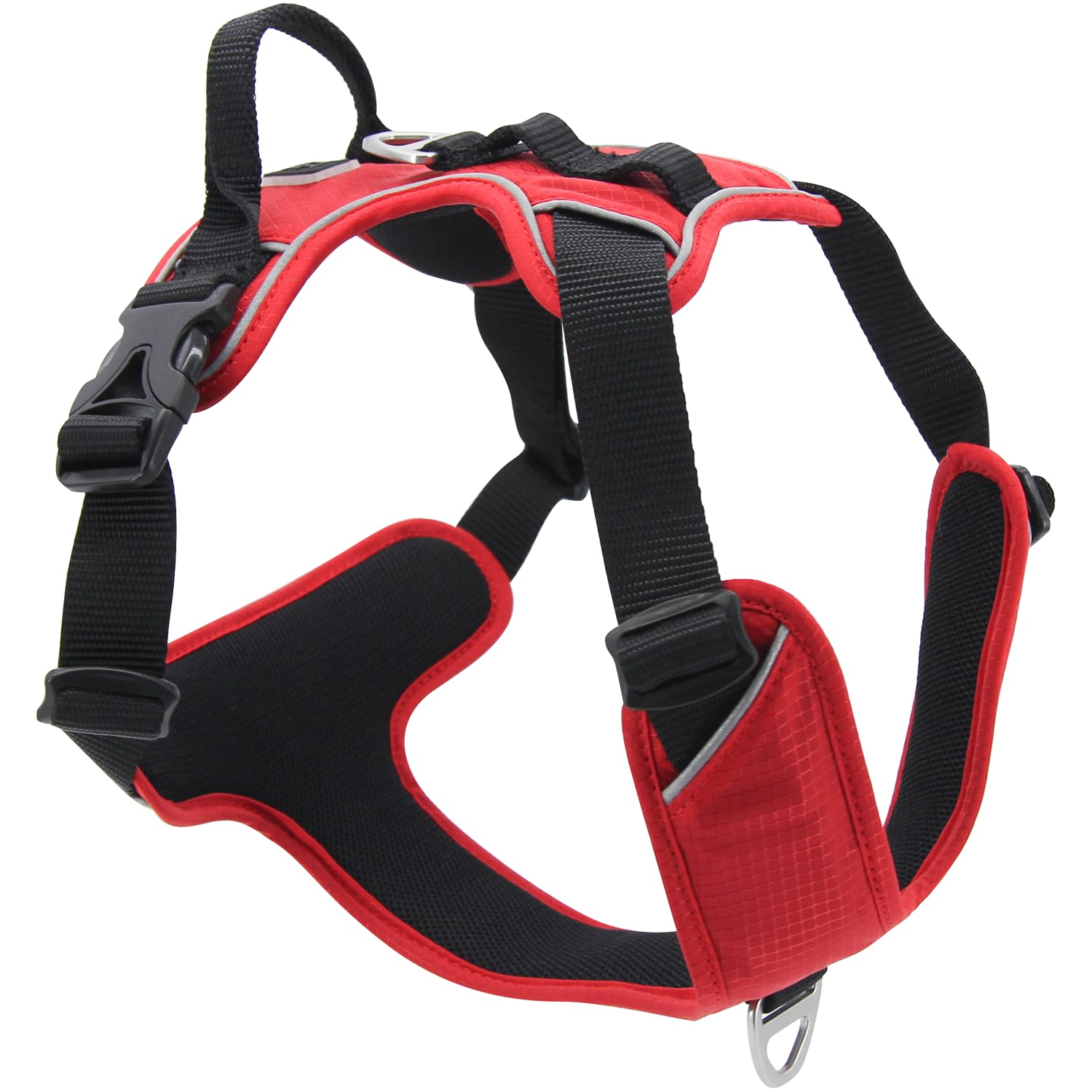 JACK AND VANILLA, Ergonomic Harness for Dogs, Reinforced Safety, Easy to Use, Versatile for Walking and Hiking, Modern Design, Size XL, Red, Model Expedition