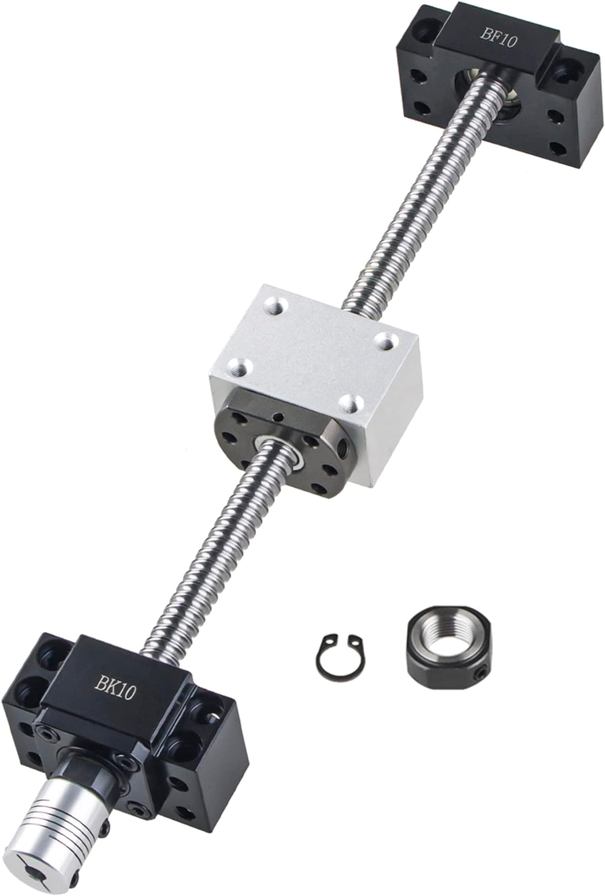 CNCMANS Ballscrew Kit SFU1204 RM1204 300mm Anti-Backlash Ball Screw with Ballscrew Nut Housing and End Supports BK/BF10 + Coupler, High Precision Part for CNC Machine