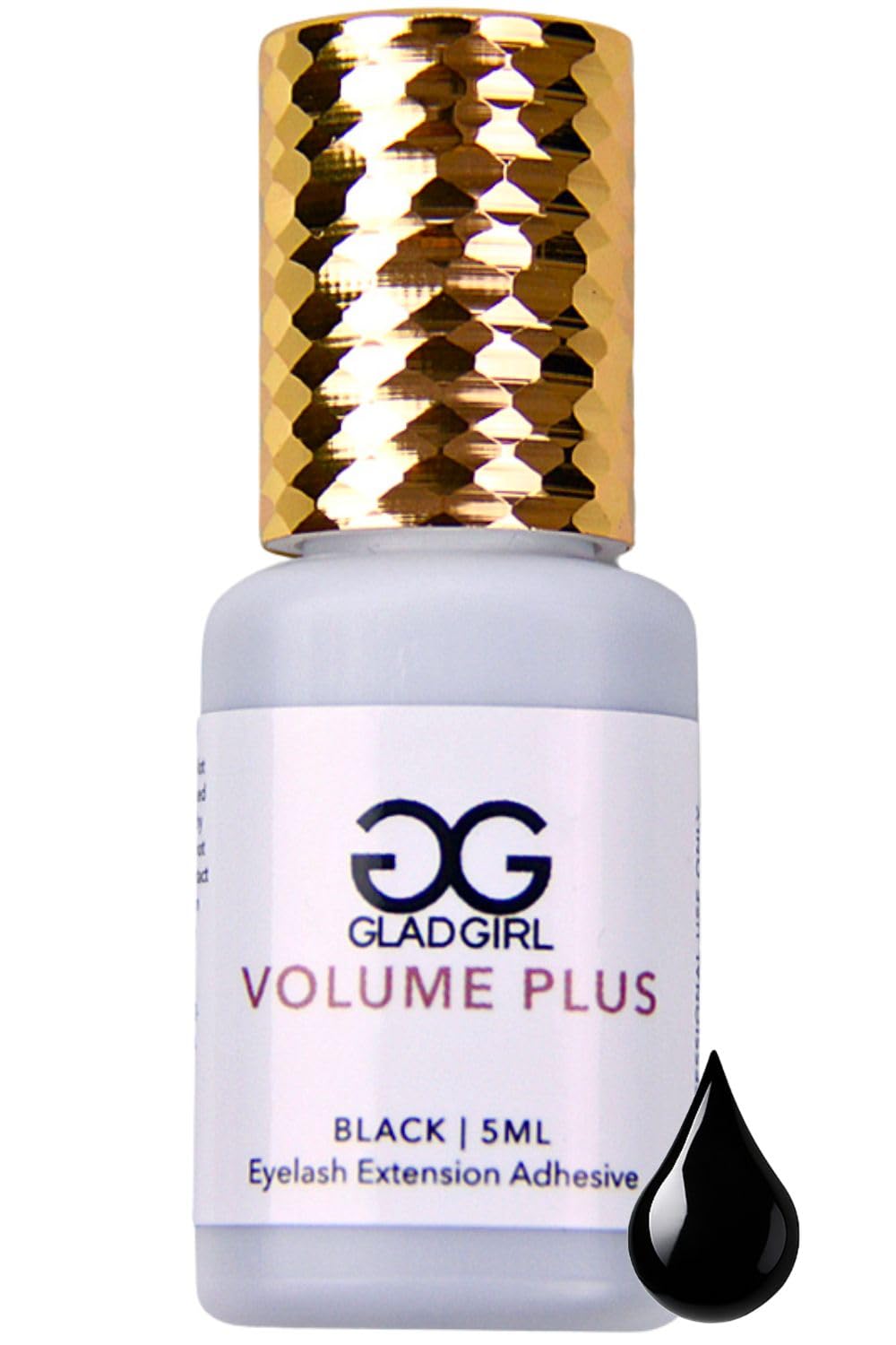 GladGirl False Eyelash Extension Glue - Volume Plus 5ml - Fast Dry Time of 1-2 Seconds - Maximum Eyelash Extension Bond - Ultra Black