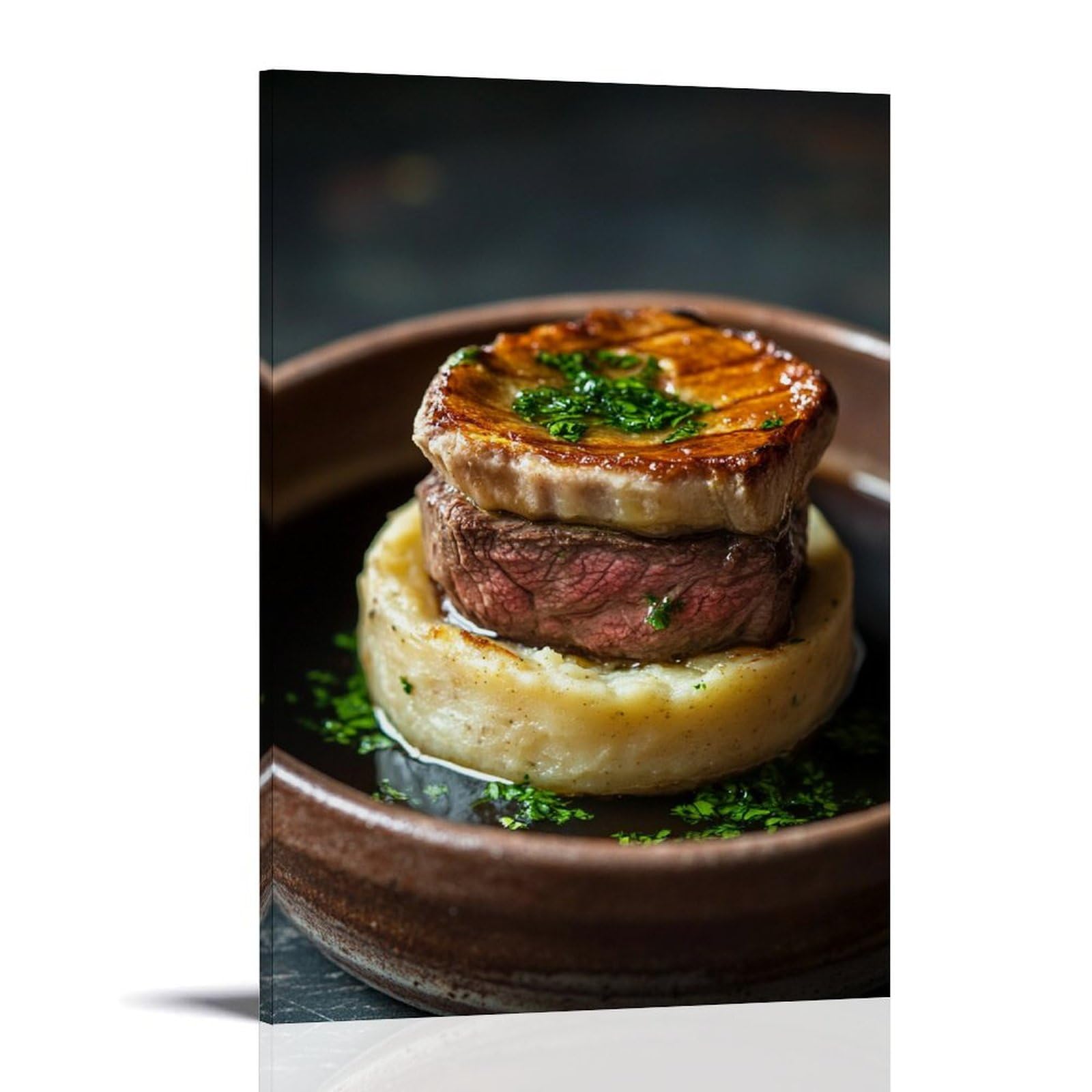 YMHDJYH London Pie & Mash Minimalism- Steak Filling Cross-Section, Earthenware Dish Texture, Parsley Liquorire Drops Wall Art Mural Modern Decoration Hanging Art Poster 16x24inch(40x60cm)