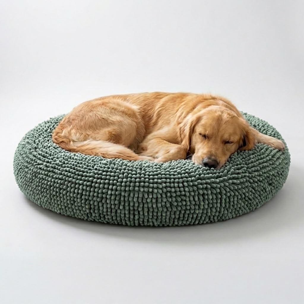 Muddy Mat® Cloud K-9 Bed for Dogs & Cats, Soft & Relaxing Donut Dog Bed, Chenille Material, Removable Cover, Washable & Dryer Safe–Seafoam Green Small(25'x25')