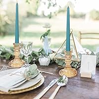 Vista 5 de DARJEN Juego de portavelas cónicos de 4 pulgadas de alto, 12 portavelas de cristal dorado para decoración de bodas, festivales, fiestas y alféizares