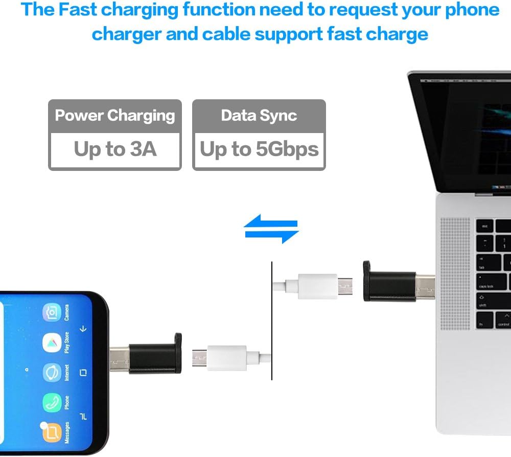 IPEAK USB Type C Adapter 5 Pack, Micro USB Female to USB C Male Converter Connector Compatible with Samsung Galaxy S10 S9 S8 Plus Note 9 8 LG V40 G7