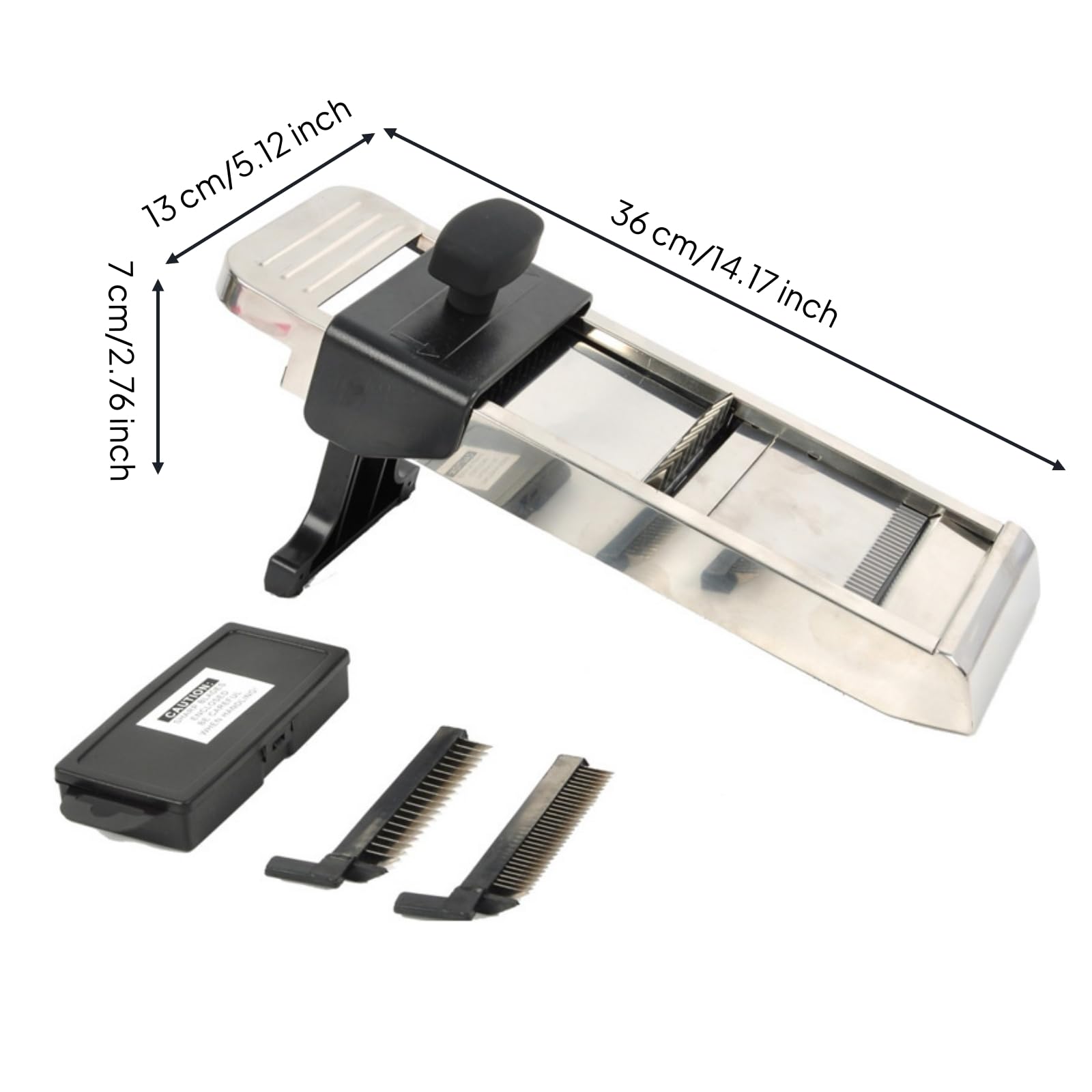 Amagogo Mandolina de Cocina Rebanador Rallador Grosor de 1 Mm a 10 Mm Cuerpo de Acero Inoxidable y Patas Plegables Apta para Patatas y Pepinos