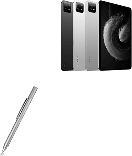 Miniatura 1 de BoxWave Lápiz óptico compatible con Xiaomi Pad 6, lápiz capacitivo FineTouch, lápiz capacitivo súper preciso, color plateado metálico
