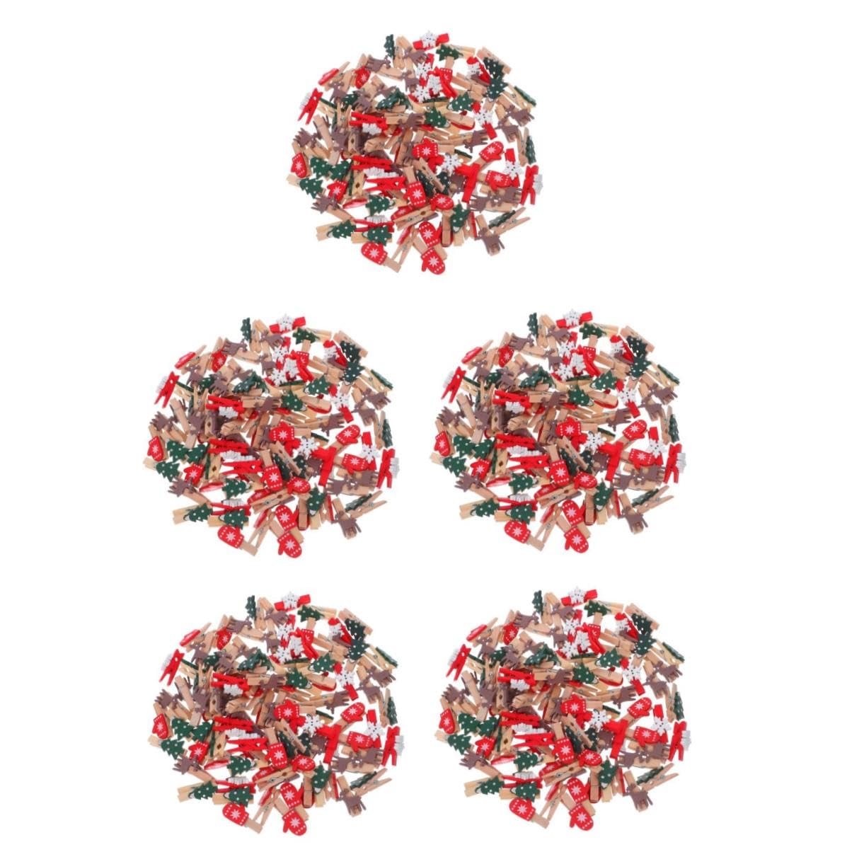 500 mini pinzas de madera navideñas con diseño de muñeco de nieve para decoración de fiestas