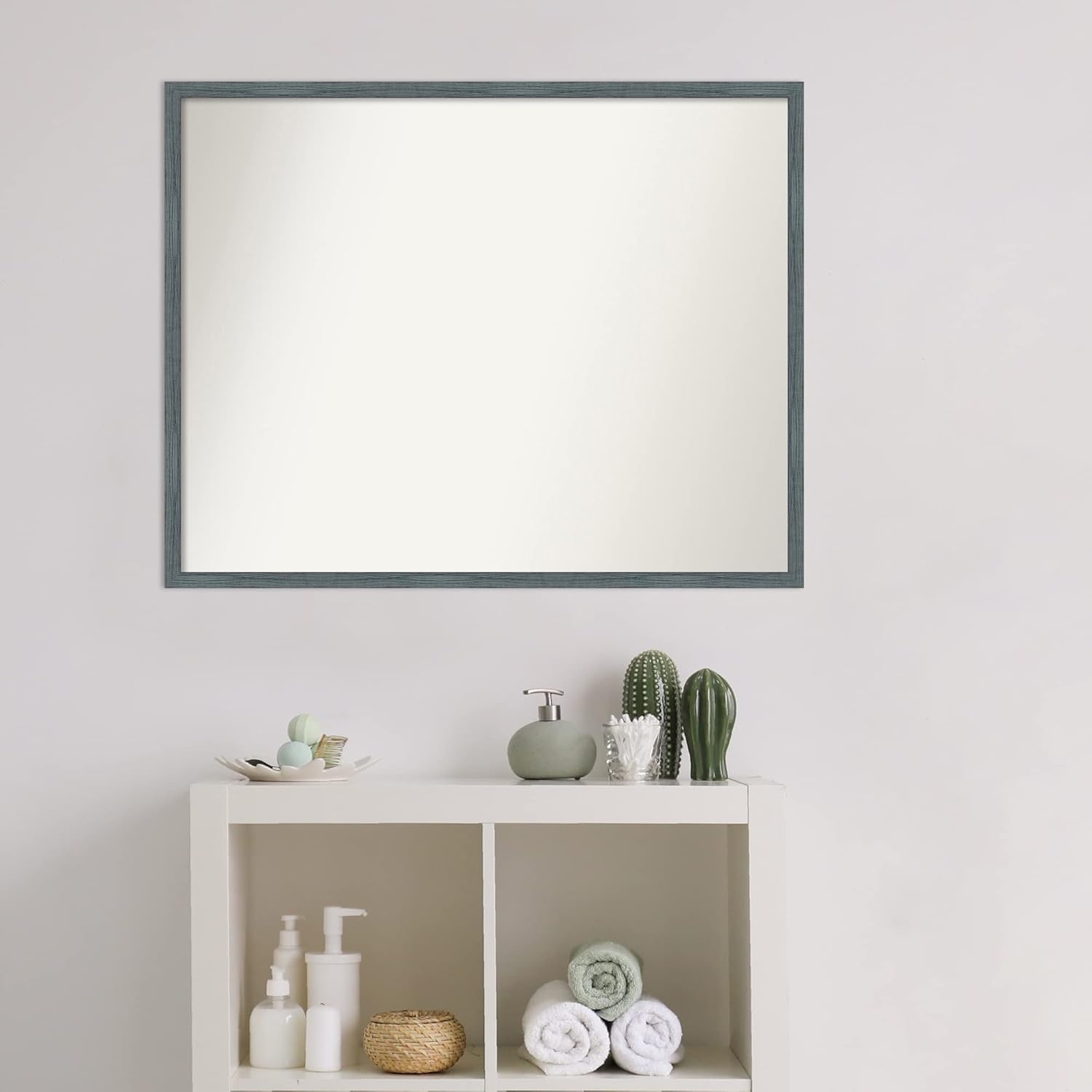 Amanti Art Bathroom Mirror for Over Sink, Vanity Mirror, Wood Frame, Hangs Horizonally or Vertically, Bathroom Wall Decor, Non-Beveled