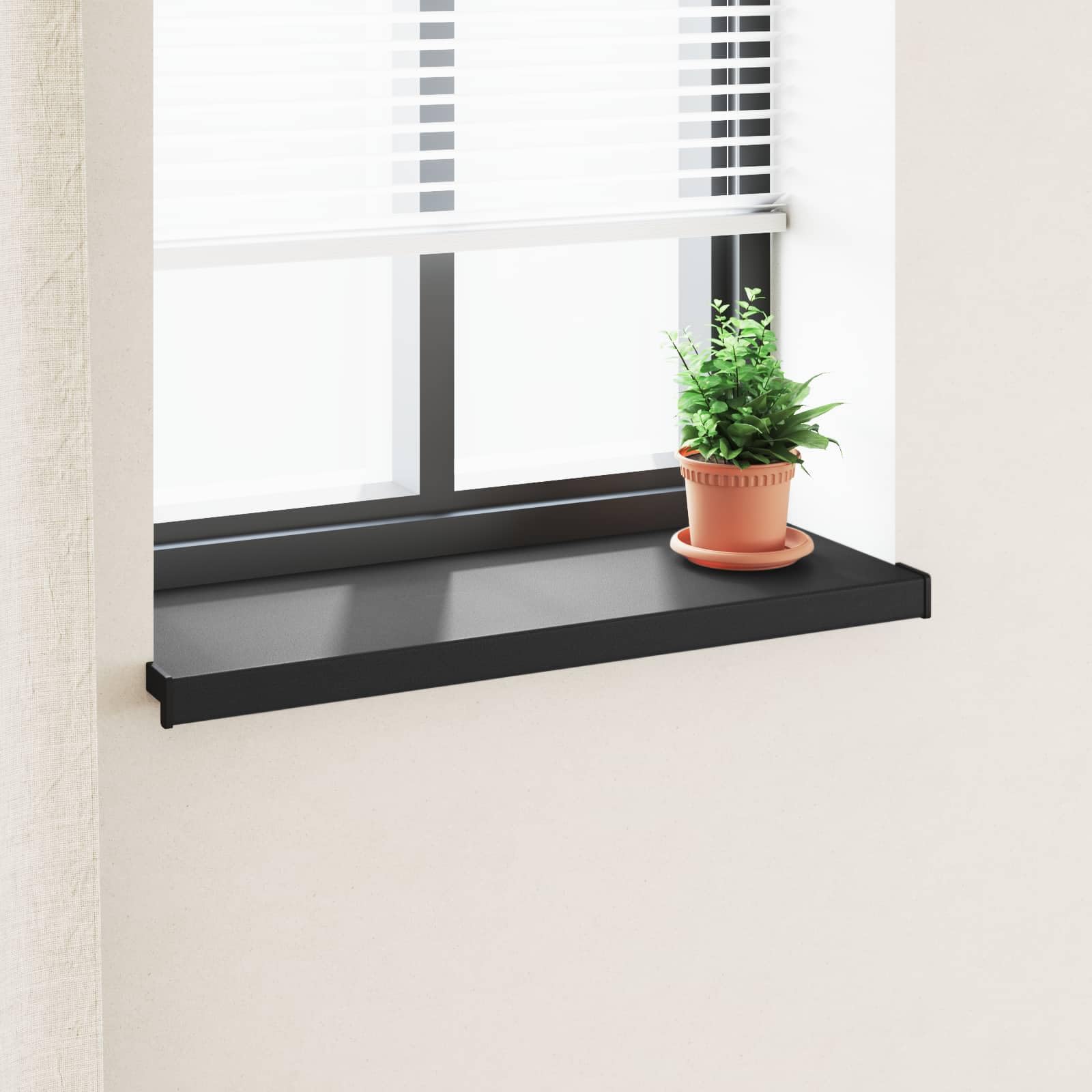 Parapet z PCW, czarny, 100 x 30 x 4,5 cm