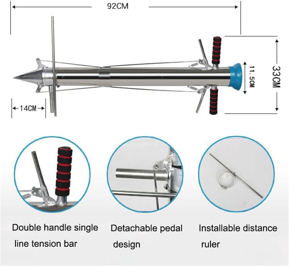 Seedling Transplanting Tool, Handled Bulb Planter Tools,Double Handle Stainless Steel Bulb Planter Tool, Vegetable Seedling Transplanter with Pedal,for Plant Bulb Seeds