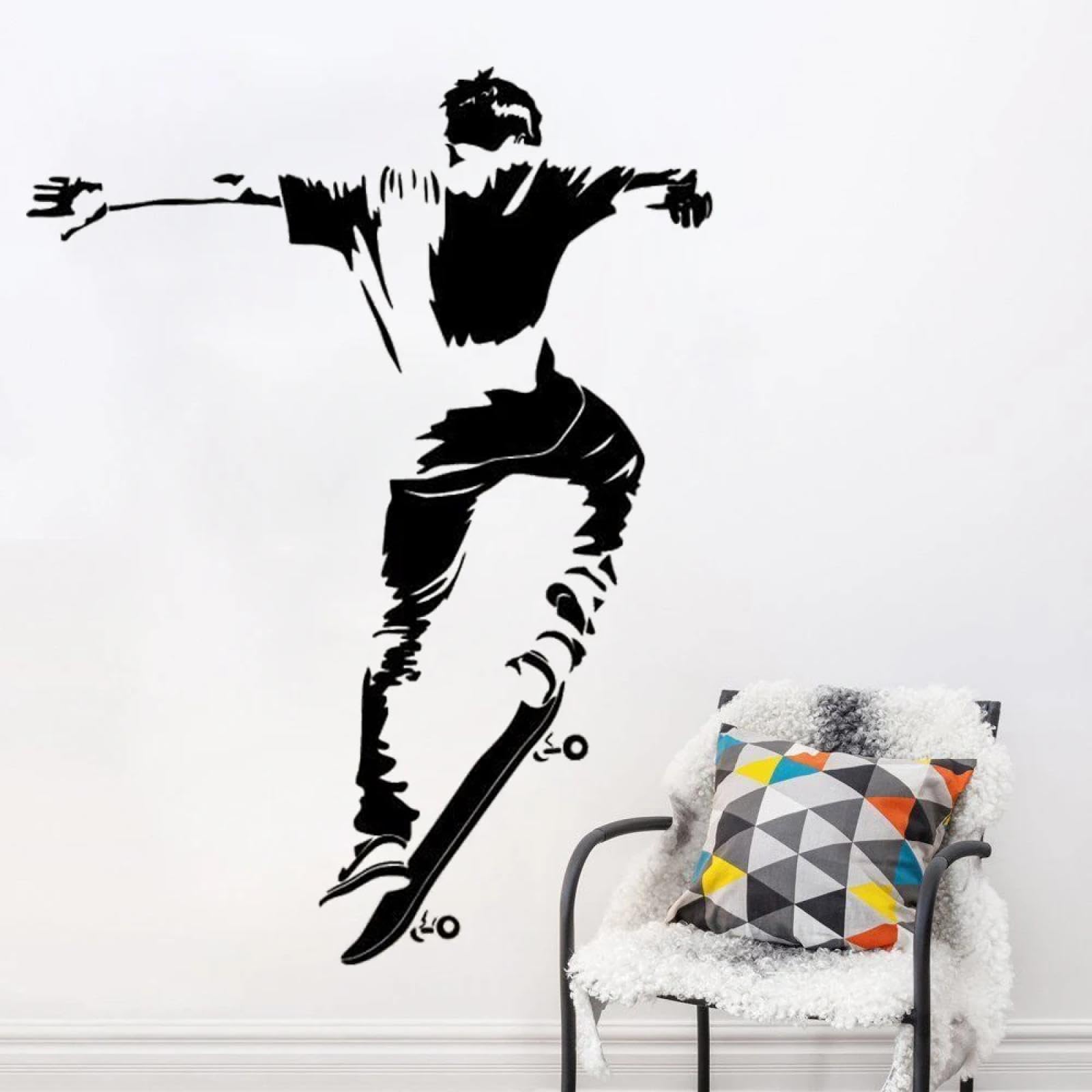 YOUOUSI Skateboarding Theme wall Stickers for Living Room, Bedroom, playroom, Home Decor, Art, Children's Room Background Decals