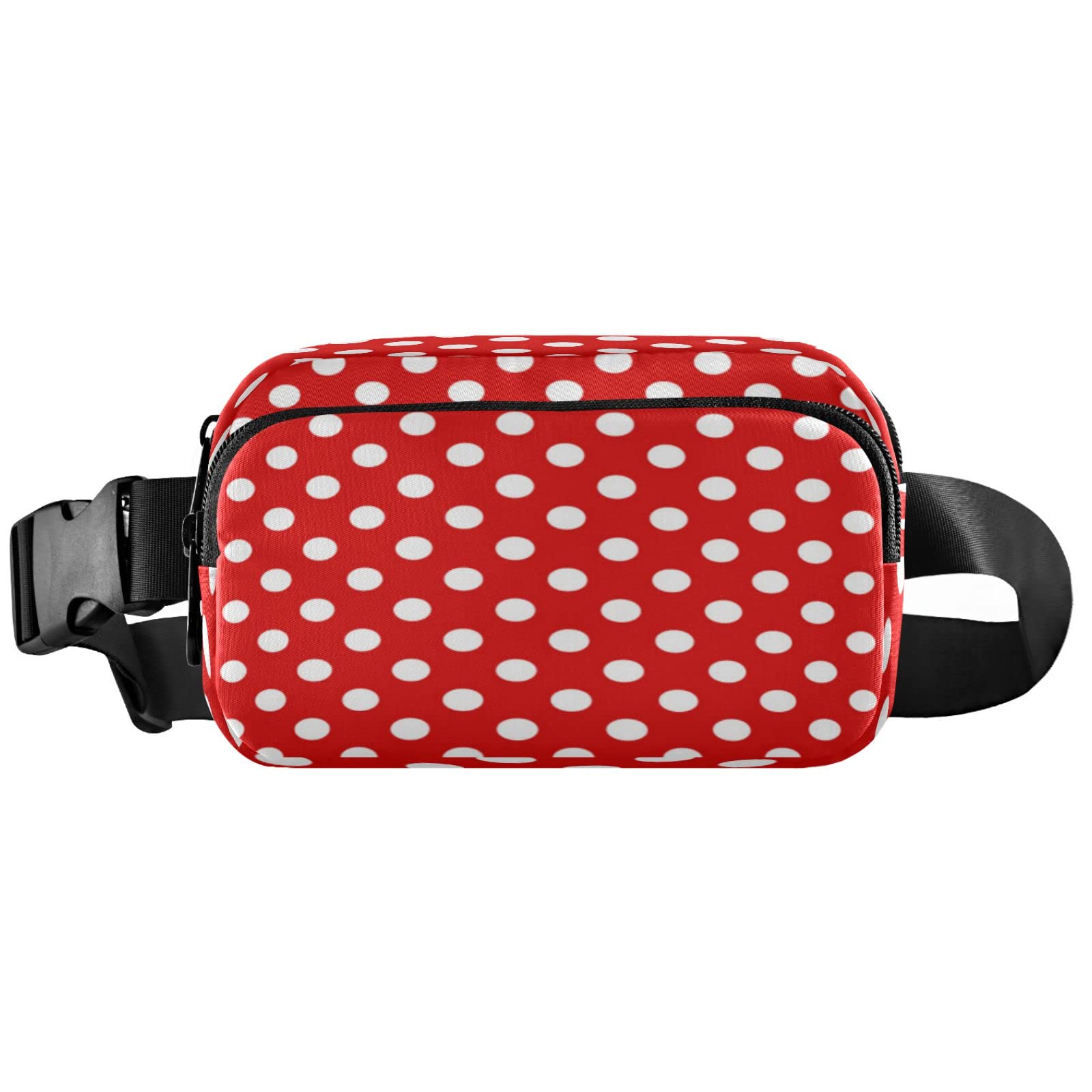 Red White Polka Dot Pattern Belt Bag for Women Men Fanny Pack Small Waist Pouch Crossbody Bags for Outdoor Hiking Running Travel