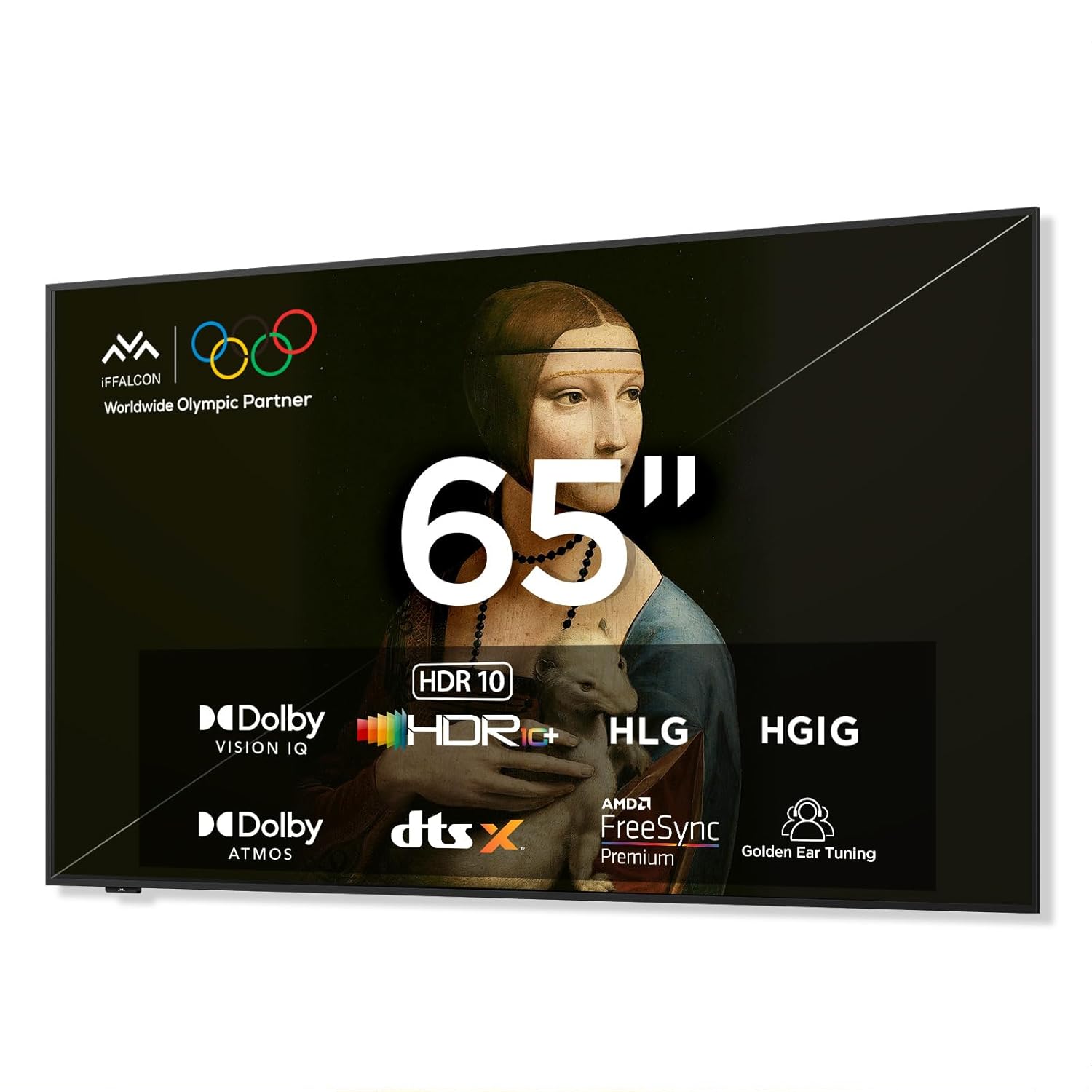 iFFALCON 65-Inch Class QLED 4K Smart TV, Ultra-Slim Picture Frame TV, 144Hz, HDR, Art Mode w/AI Art, Wide Color Gamut, Dolby Vision IQ, Dolby Atmos, Google Assistant Voice Remote(65F75, 2025 Model)