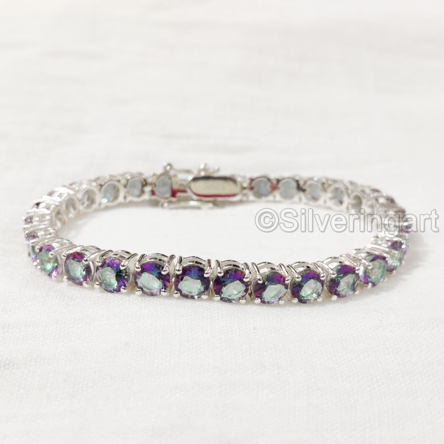 Mystic Topaz Bracelet, Natural Mystic Topaz Bracelet, November Birthstone, 925 Sterling Silver jewelry, Silver bracelet, Bracelet for Wedding, Christmas Gift, Womens Bracelet, Handmade Bracelet
