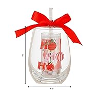 Vista 5 de Slant Collections Juego de regalo de Navidad Copa de vino sin tallo y confeti Push Popper, 2 piezas, Ho