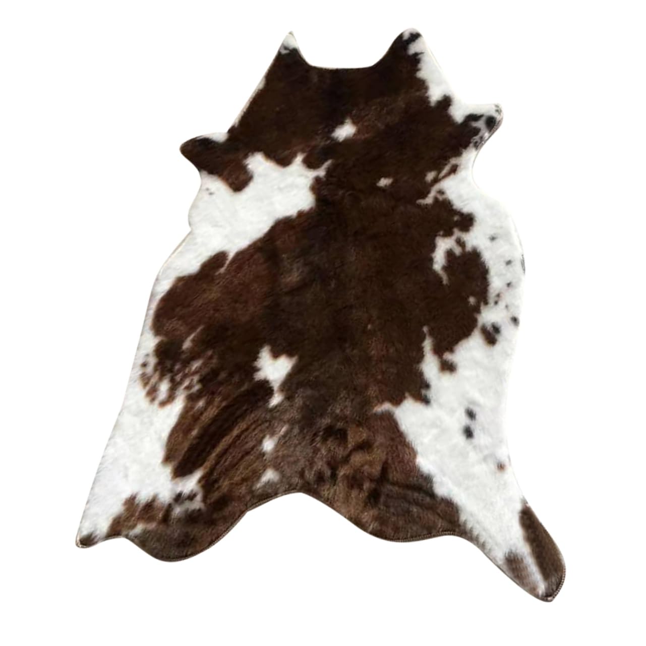 Tapis de Salon Marron en Imitation Cuir Peau de Vache Décoratif