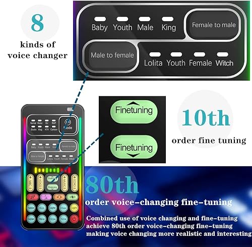 Miniatura 4 de sktome Auriculares cambiadores de voz para juegos con micrófono, auriculares con luz LED fría sobre la oreja con control de volumen, reducción de