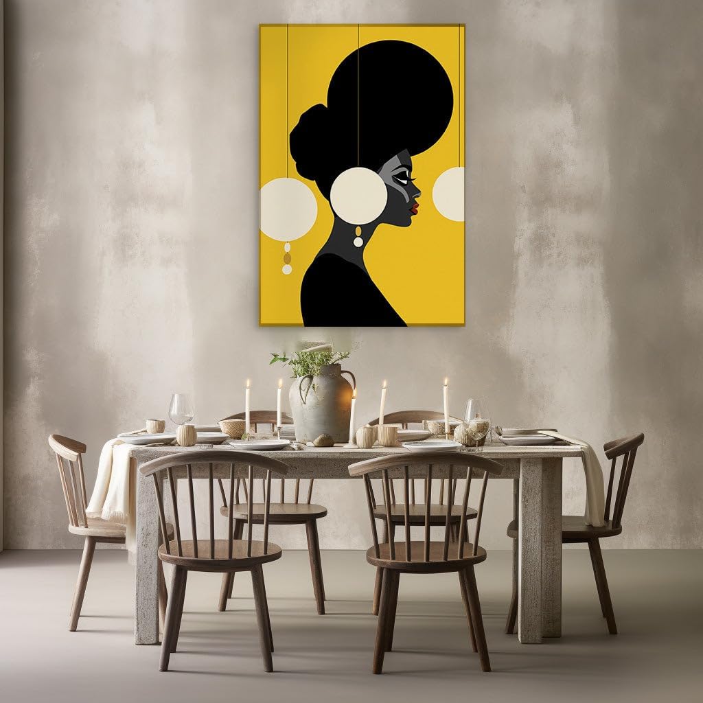 Canvas for Living room. Bold Elegance in Profile: Celebrating African Beauty and Mystique, 27 x 18 inch Canvas Wall Art - Ready to Hang