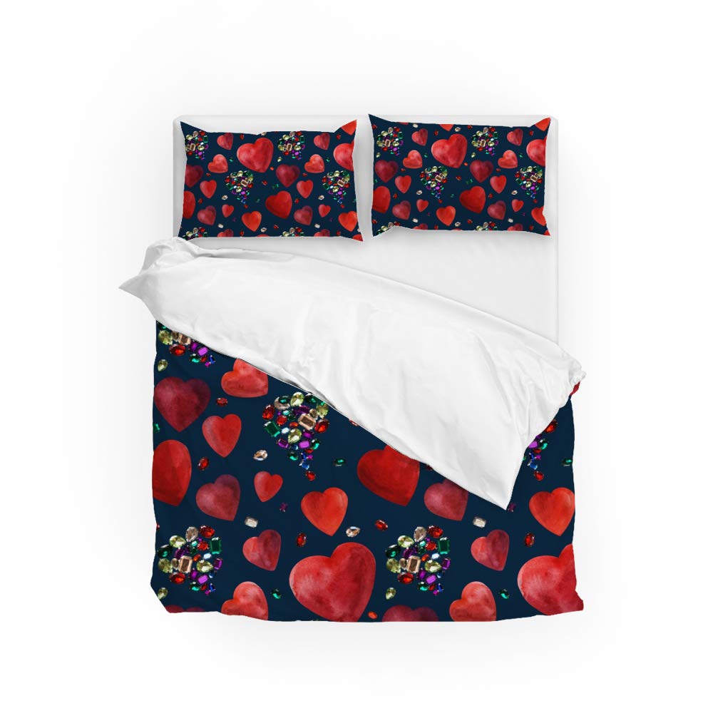 Housse de couette cœurs rouges CHEHONG en polyester pour un lit doux et infroissable