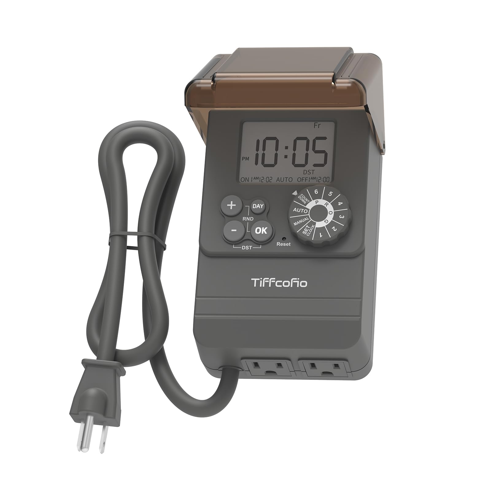 TiFFCOFiO Outdoor Digital Pool Timer, Dial Programmable Method, Outdoor Timer with 2FT Extension Cord Waterproof, 2 Grounded Electrical Outlets for Lights, 6 Sets of Programs, 20A/2500W-image-41