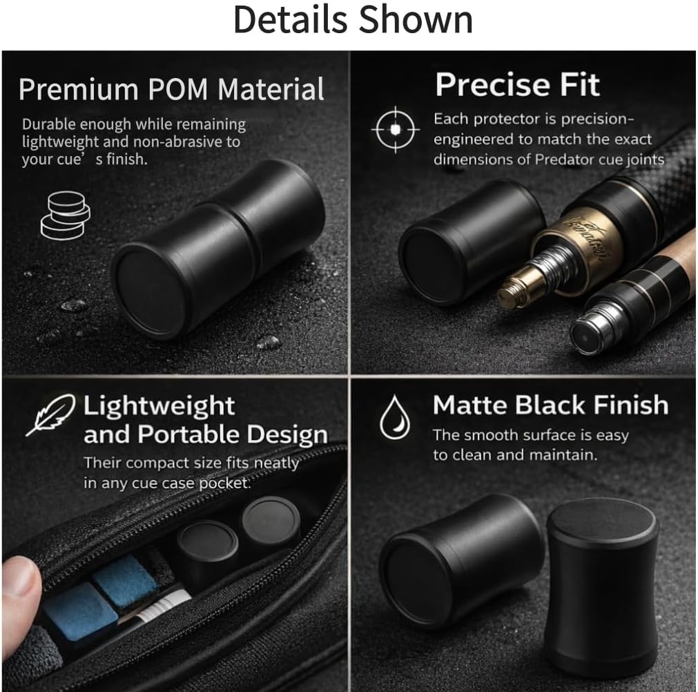 Pool Joint Protector, Premium POM Black Billiard Joint Protectors for Billiard Pool Tip Accessory (Quick Joint) image 3