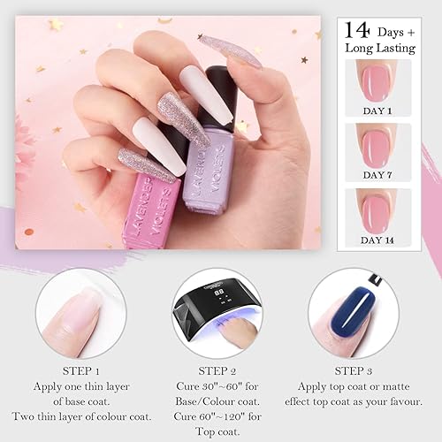 Miniatura 6 de Lavender Violets - Kit de 20 esmaltes de uñas en gel con purpurina