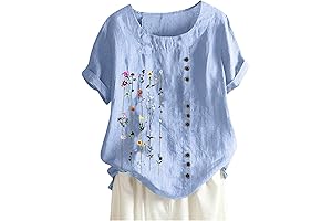 Women's T-Shirt: Linen Button-Down Top