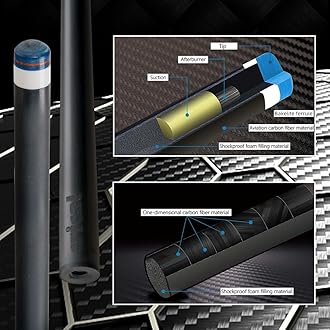 CRICAL Carbon Fiber Pool Cue Stick 58" Billiard Cue Sticks Professional Low Deflection Pool Sticks with 3/8 * 8 Pin Joint and 12.5mm Tip