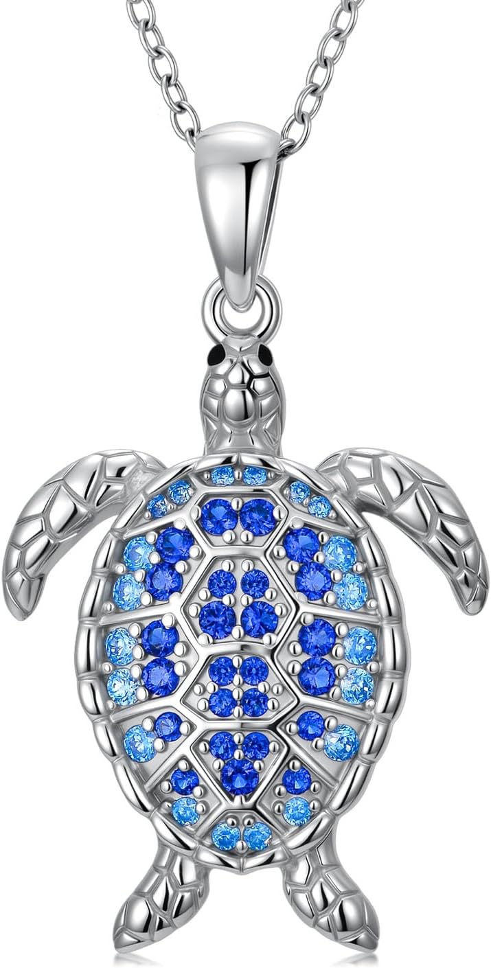 LONAGO Turtle Necklace 25 Steriling Silver Ocean Sea Turtle Pendant Jewelry Gift for Women