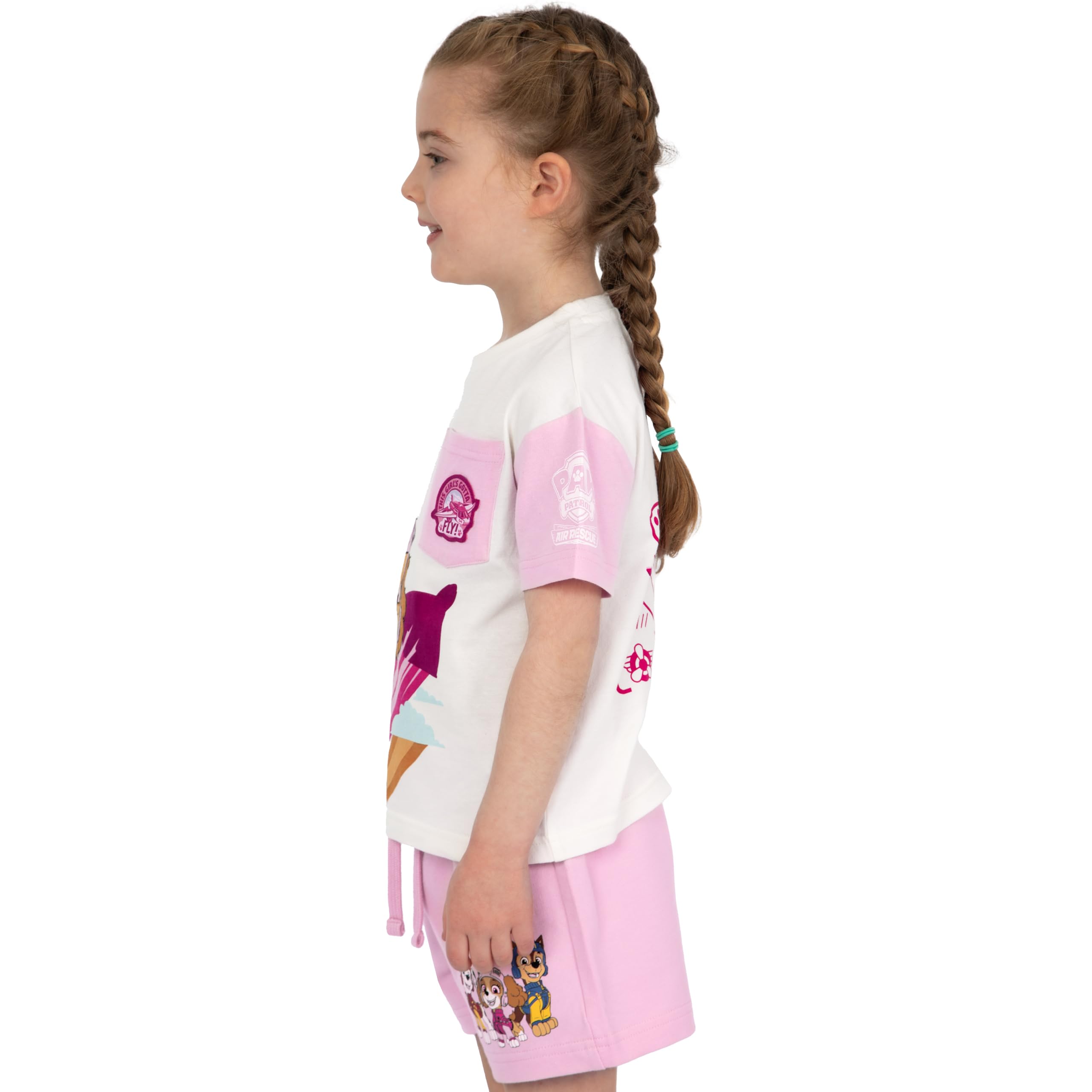 PAW Patrol T-Shirt I Szorty Dla Dziewczynek | Ubranka Skye Dla Dzieci | Bawełniany T-Shirt Skye I Szorty Dla Dziewczynek