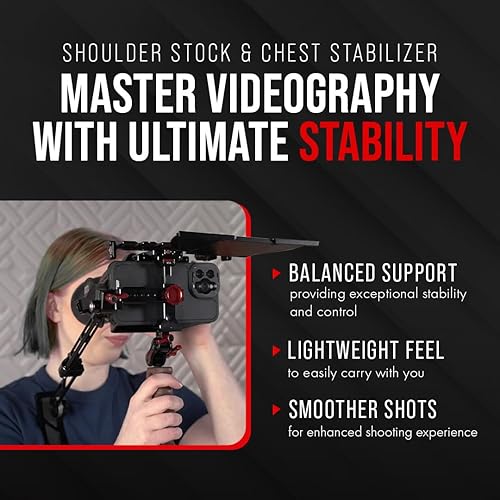Miniatura 2 de Zacuto Stock de hombro  Estabilizador ajustable, estabilizador de teléfono con agarre ligero y versátil  Accesorio para teléfono inteligente de
