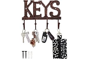 Farmhouse Chic Wall-Mounted Key Holder - Vintage Decor with 4 Key Hooks