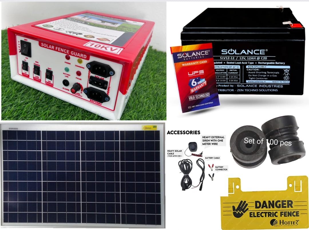 Zatka machine AC DC Set 30 Acre 10KV Set with 1 yr warranty jhatka machine kisan set(Machine, battery, 40 watt panel,100 insulator)-image-11