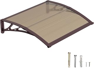 Dawninghomm 40x40 Inch Polycarbonate Door Awning - UV Rain Snow Wind Protection for Patio Porch Windows Exterior